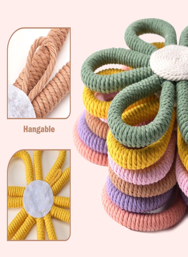 LTAXAF Boho Nursery Decor Daisy Flower Woven Macrame Wall Hanging 3 Size Daisy Flower Wall Decor Bohemian Nursery Decorations for Home Dorm Art (Colorful) - Image 4